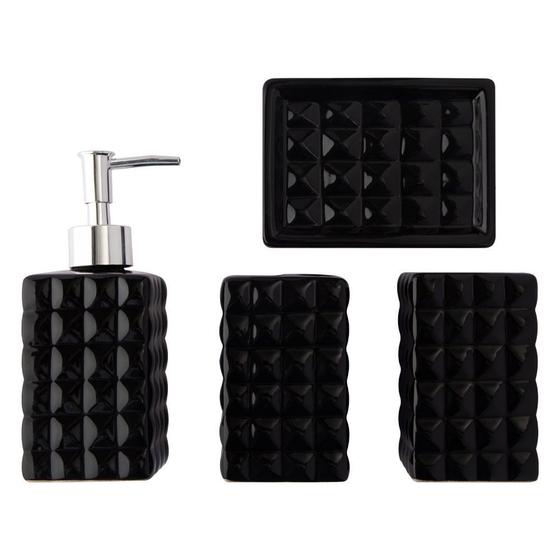 Kit Banheiro Lavabo Conjunto Porta Sabonete Líquido Escova Menor preço em Kit Banheiro Lavabo Conjunto Porta Sabonete Líquido Escova