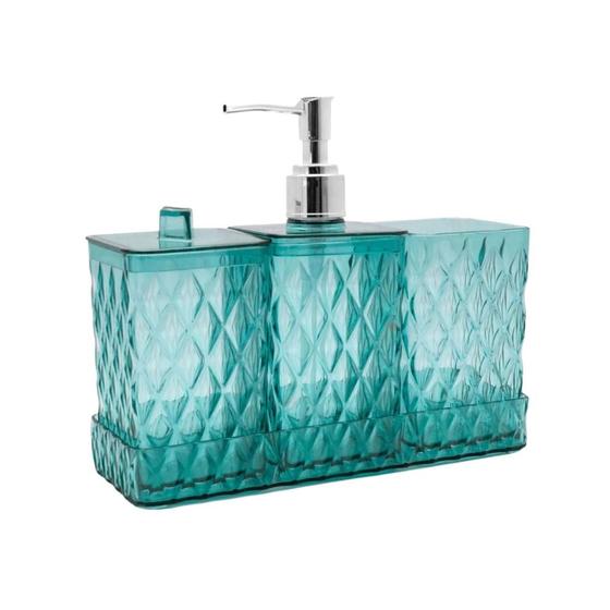 Imagem de Kit Banheiro Lavabo Glamour 4 peças Plasútil Organizador de Utensílios de Banheiro e Lavabo Luxo