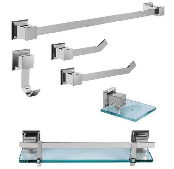 Kit Banheiro Lavabo Inox Luxo 6 Peças Menor preço em Kit Banheiro Lavabo Inox Luxo 6 Peças