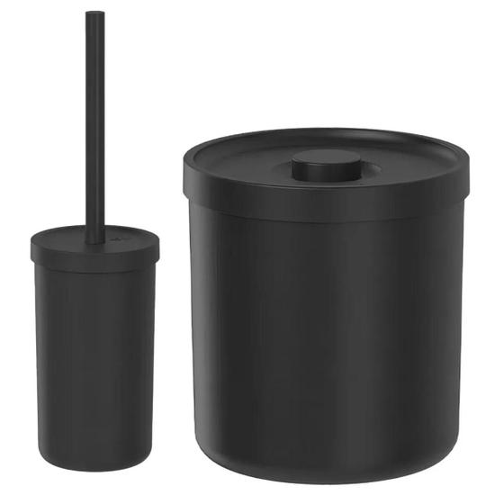 Imagem de Kit Banheiro Lavabo Lixeira Escova Sanitária Bold - Ou Cor Preto