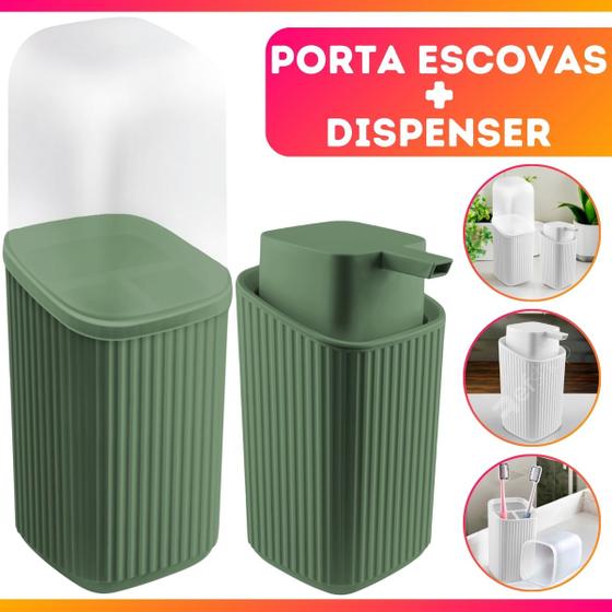 Imagem de Kit Banheiro - Lavabo Porta Sabonete Dispenser, Porta Escova de Dentes Moderno De Luxo