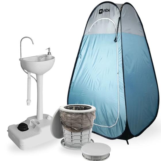 Imagem de Kit Banheiro Portatil Compacto Ecocamp Light 15 L + Trocador Pop Up + Lavatorio Pia Nautika