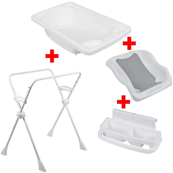 Kit Banho Bebê Burigotto Banheira Rigída + Suporte + Redutor + Saboneteira Menor preço em Kit Banho Bebê Burigotto Banheira Rigída + Suporte + Redutor + Saboneteira