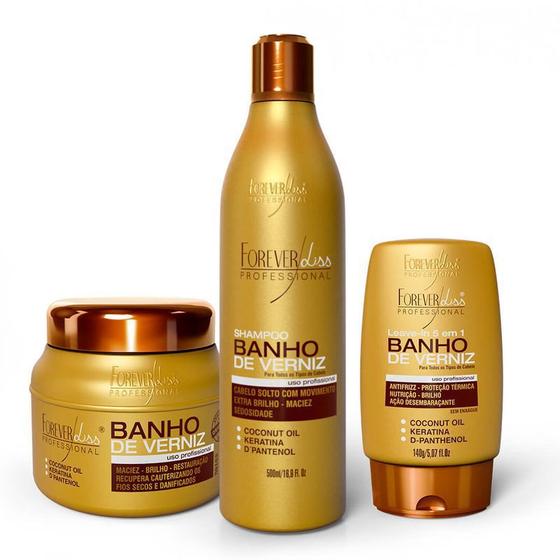 Imagem de Kit Banho de Verniz Forever Liss com 3 produtos