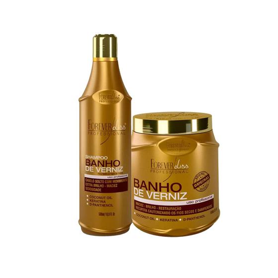 Imagem de Kit Banho de Verniz Shampoo 500ml e Máscara 1kg