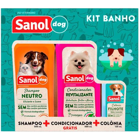 Imagem de Kit banho para cães e gatos - sanol dog