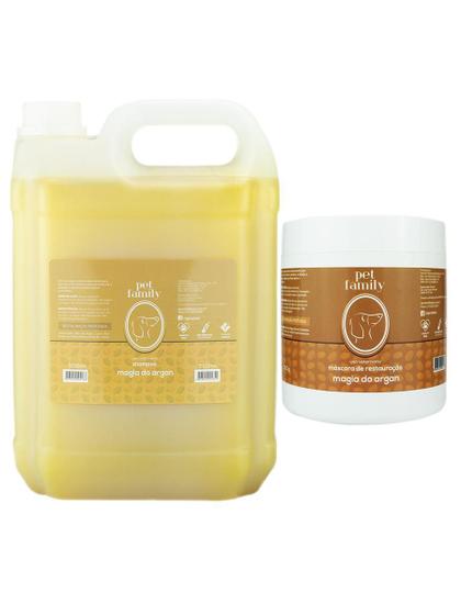 Imagem de Kit Banho Pra Cães E Gatos Shampoo 5L + Máscara Argan 500G