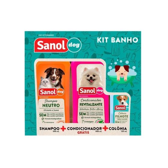 Kit Banho Sanol Dog-Shampoo, Condicionador e Colônia-Variado Menor preço em Kit Banho Sanol Dog-Shampoo, Condicionador e Colônia-Variado