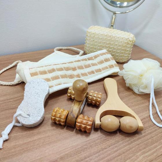 Imagem de Kit Banho Spa Bem Estar Relax Kit de Cuidados Pessoais Massagem-Esponjas Banho-Massageadores para o Corpo e Rosto-Presente