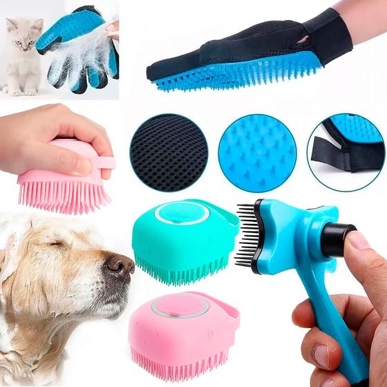 Imagem de Kit Banho Tosa Lava Pets  Escova Silicone 3 Em 1