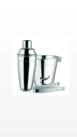 Imagem de Kit Bar 3 Pçs/ Inox Coqueteleira 750 Ml Balde E Pegador - Clink