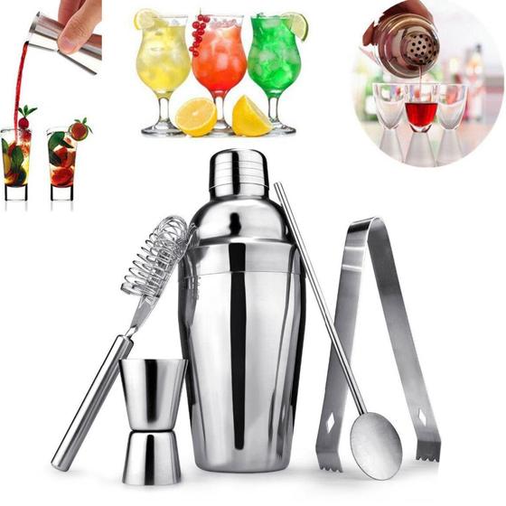 Imagem de Kit Bar Coqueteleira Caipirinha Aço Inox 550Ml 5 Peças