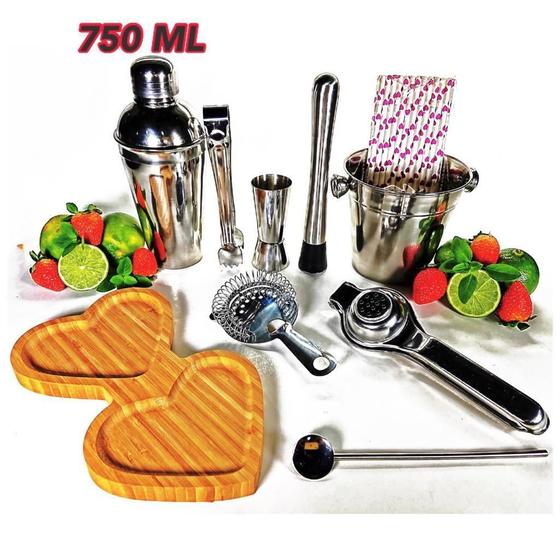 Imagem de Kit Bar Coqueteleira Profissional 750 Ml Inox Drinks