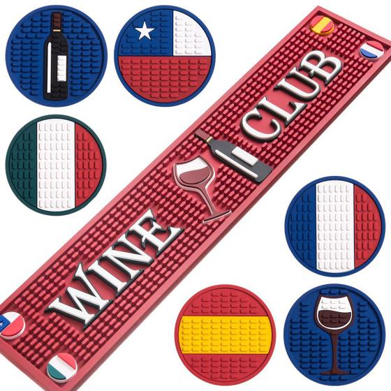 Imagem de Kit Bar Mat Clube Do Vinho + 6 Cup Mats Países Emborrachado