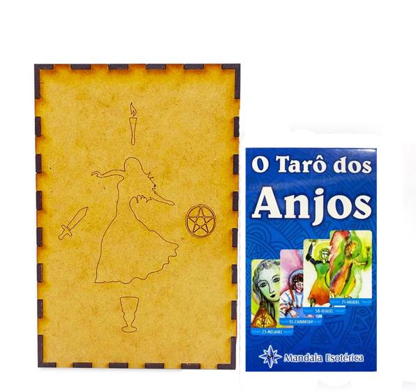 Imagem de Kit Baralho Tarô dos Anjos e Porta Tarô Caixa Madeira