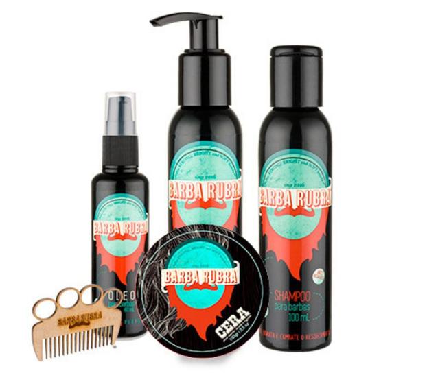 Imagem de Kit Barba Com Óleo, Shampoo, Balm, Cera e Pente Barba Rubra