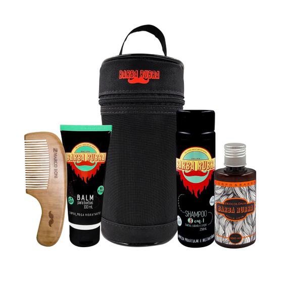 Imagem de Kit Barba Necessaire, Shampoo 3x1, Balm, Deo Colônia e Pente
