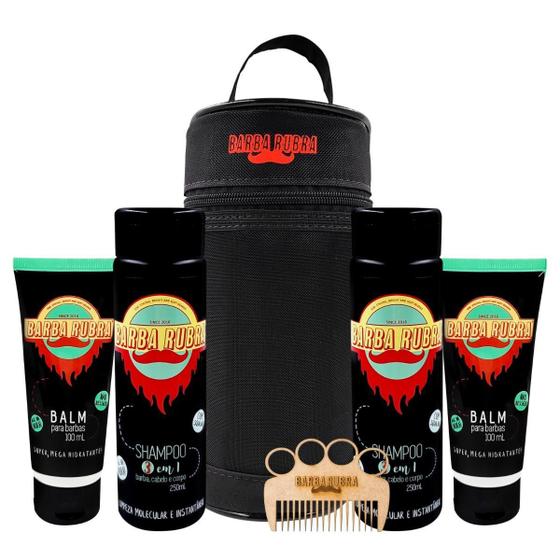 Imagem de Kit Barba Rubra Necessaire 2 Shampoo 3X1, 2 Balm Pente Chav