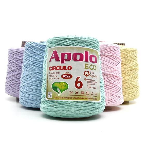 Imagem de Kit Barbante Apolo Eco nº06 600g Tom Pastel - 5 Cores