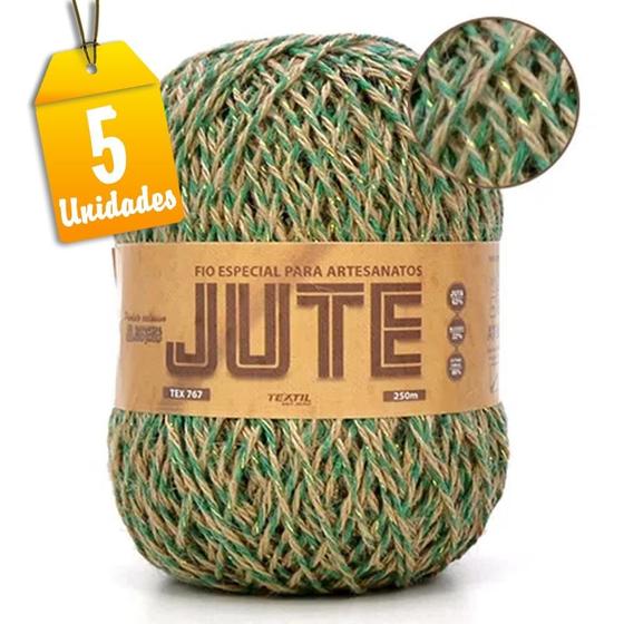 Imagem de Kit Barbante Jute São João Verde com Ouro 250 Metros - 5 unidades