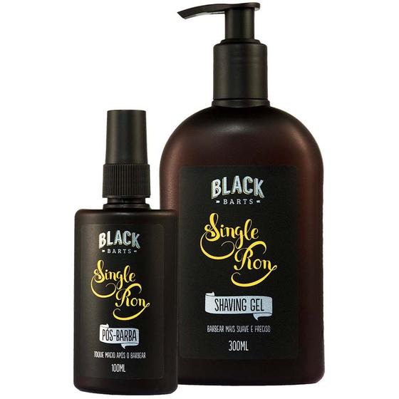 Imagem de Kit Barbear Shaving Gel + Pós Barba Spray Single Ron Black Barts