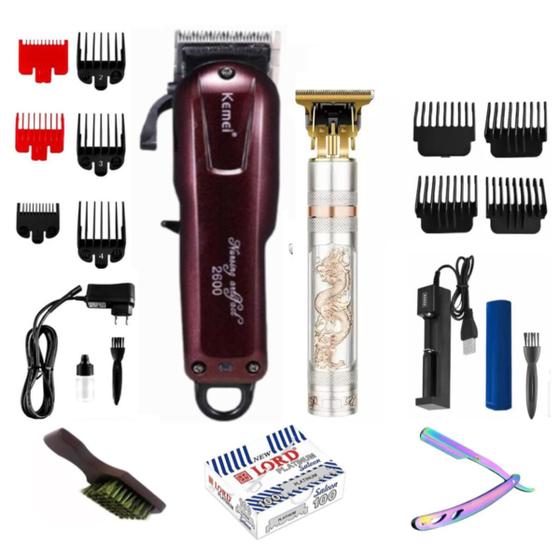 Imagem de Kit Barbearia 2 Maquinas  110/220V Cortar Cabelo Barba Acabamento Barba