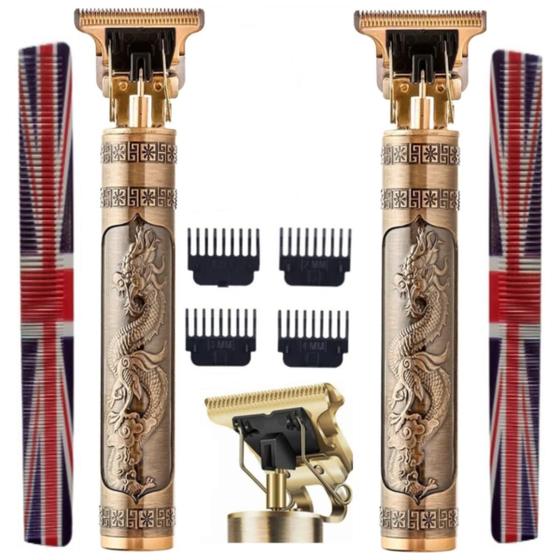 Imagem de Kit Barbearia 2 Maquinas Modelo Dragão Corte Barba Cabelo Com 2 pentes de Corte