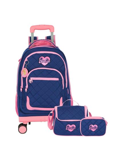 Imagem de Kit Barbie Mochila Rodas + Lancheira + Estojo Box - Azul