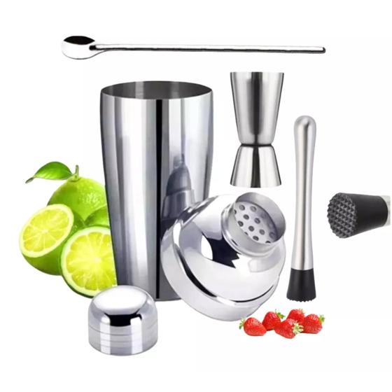 Imagem de Kit Barman Completo Caipirinha Profissional 4 Peças Coqueteleira 750ml Premium Drink Bartender Bar