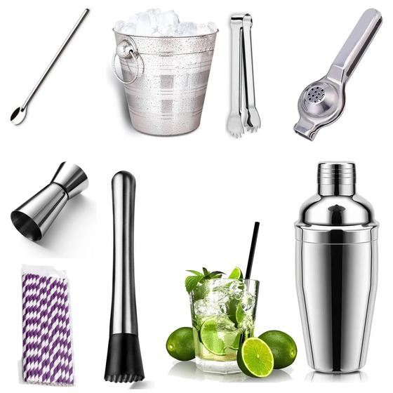 Imagem de Kit Barman Coqueteleira 500 Ml Caipirinha Drinks - 7Pçs Inox