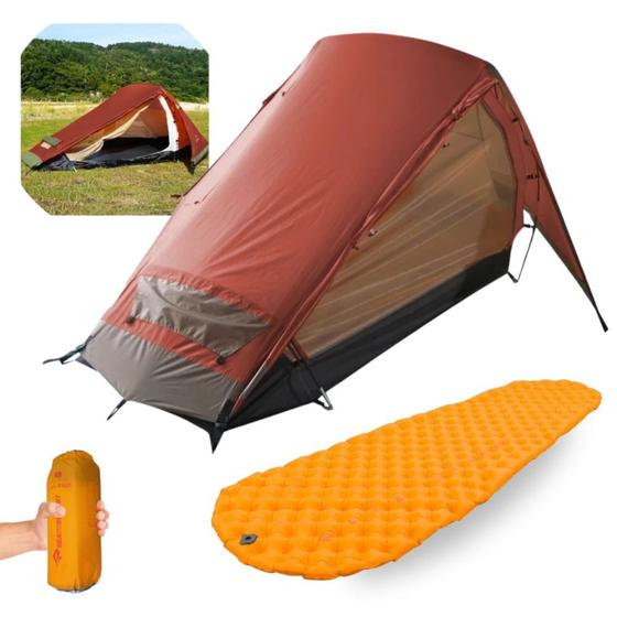 Imagem de Kit Barraca Everest 1 Pessoa 2500mm + Isolante Termico Inflavel Camping 1,83 M Ultra Light