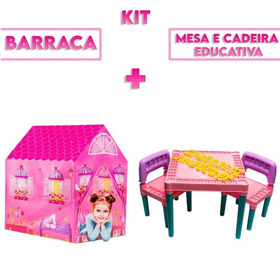 Imagem de Kit Barraca Minha Casinha e Mesa Tritec Kids Rosa