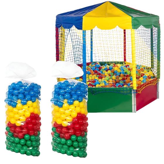 Imagem de Kit Barraquinha Casinha Piscina de Bolinhas Oitavada 2,00m Premium 1000 Bolinhas Coloridas