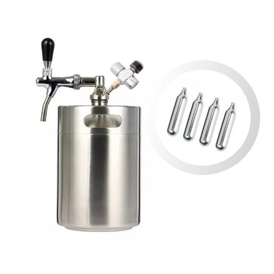 Imagem de Kit barril 2 l mini keg com torneira e 4 capsulas de co2