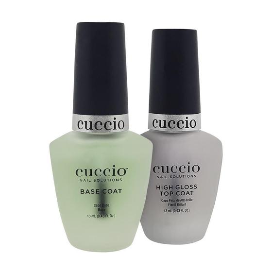 Kit Base Coat E Top Coat High Gloss Cuccio Esmaltação 13Ml Esmalte