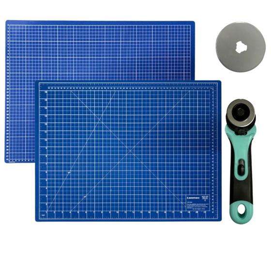 Imagem de Kit Base de Corte Apoio Para Mesa Placa A3 45x30 Cortador Disco 45mm 1 lamina de Reposição