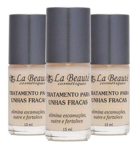 Imagem de Kit Base La Beauté Fortalecedora Para Unhas Fracas - 3x15ml + 1kit luva manicure