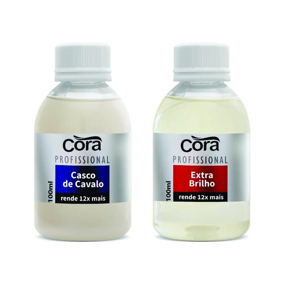 Imagem de Kit Base Para Unhas Casco De Cavalo Cora 100Ml +Extra Brilho