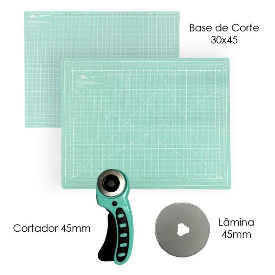 Imagem de Kit Bases Para Corte Placa Apoio de Mesa A3 45x30 Cortador Circular 45mm + 1 Disco Reserva
