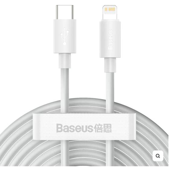 Imagem de Kit Baseus 2 cabos usb-c lightning para iPhone 1,5 metros rápido branco PD 20W