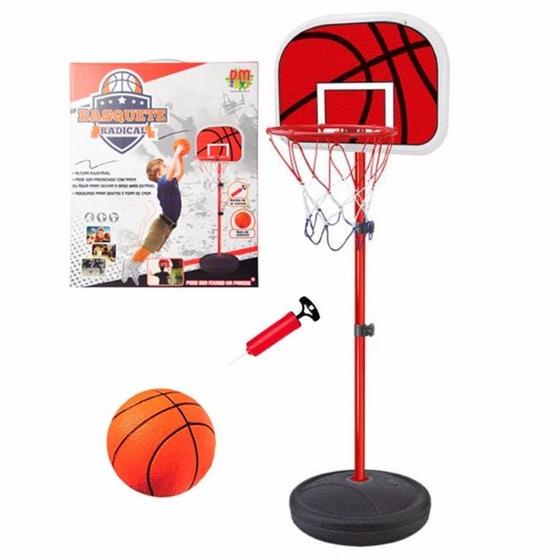 Imagem de Kit  Basquete Radical com Tabela, Bola e Inflador Ajustável até 1,39m  - Dm Toys