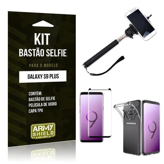 Imagem de Kit Bastão Selfie Galaxy S9 Plus Bastão+Película+Capa