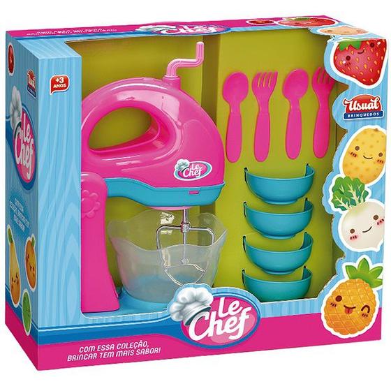 Imagem de Kit Batedeira Infantil Brinquedo de Cozinha Divertido Usual 312 Rosa