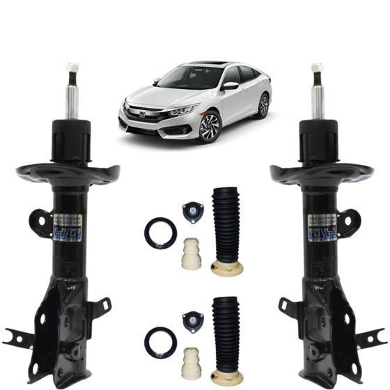 Imagem de Kit Batente + 02 Amortecedor Honda Civic 1.8 2015 Nakata Dianteiro