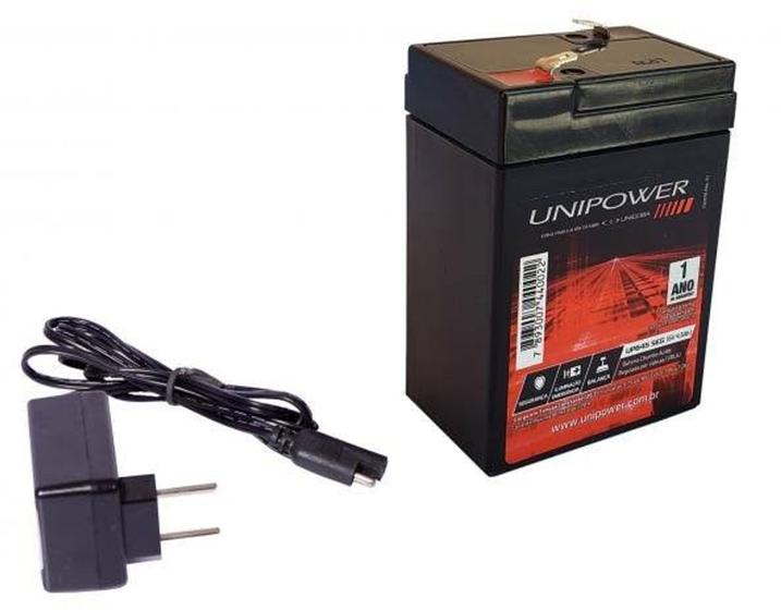 Imagem de Kit bateria e carregador para moto elétrica 6v 4,5ah