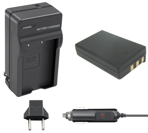 Imagem de Kit Bateria EN-EL9 + carregador para câmera digital e filmadora Nikon D40, D40 SLR, D40X, D60,  D3000, D5000