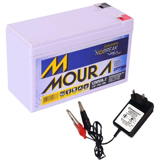 Imagem de Kit Bateria Moura Gel Selada 12V 7ah + Carregador Led 12V