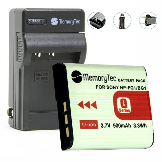 Imagem de Kit Bateria NP-BG1/FG1 + carregador para câmera digital e filmadora Sony Cyber-shot DSC-H10, DSC-W100, DSC-T20