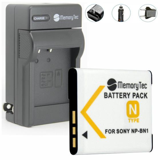 Imagem de Kit Bateria NP-BN1 + carregador para Sony DSC-W10, DSC-WX7, DSC-T110, DSC-TX5, DSC-T99D, DSC-J10