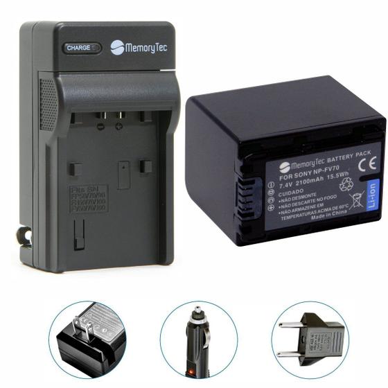 Imagem de Kit Bateria NP-FV70 + Carregador para Sony HDR-XR160E, HDR-PJ50VE, DCR-SR77E, DCR-HC85E